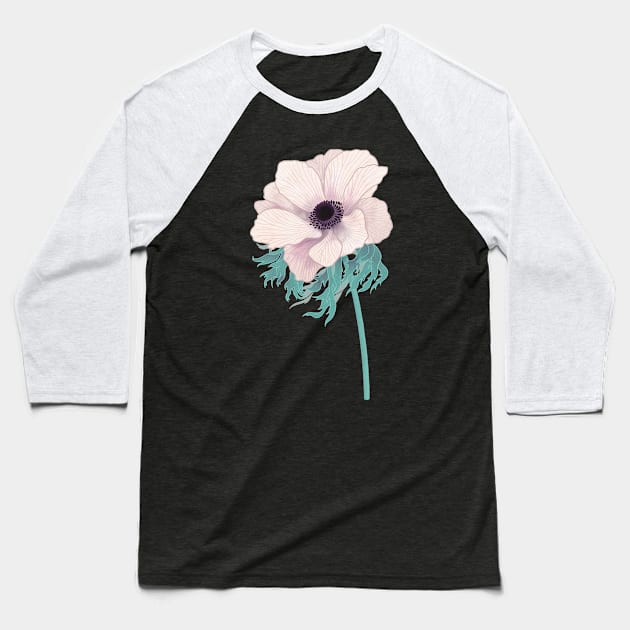 Anemone Flower Baseball T-Shirt by littleclyde